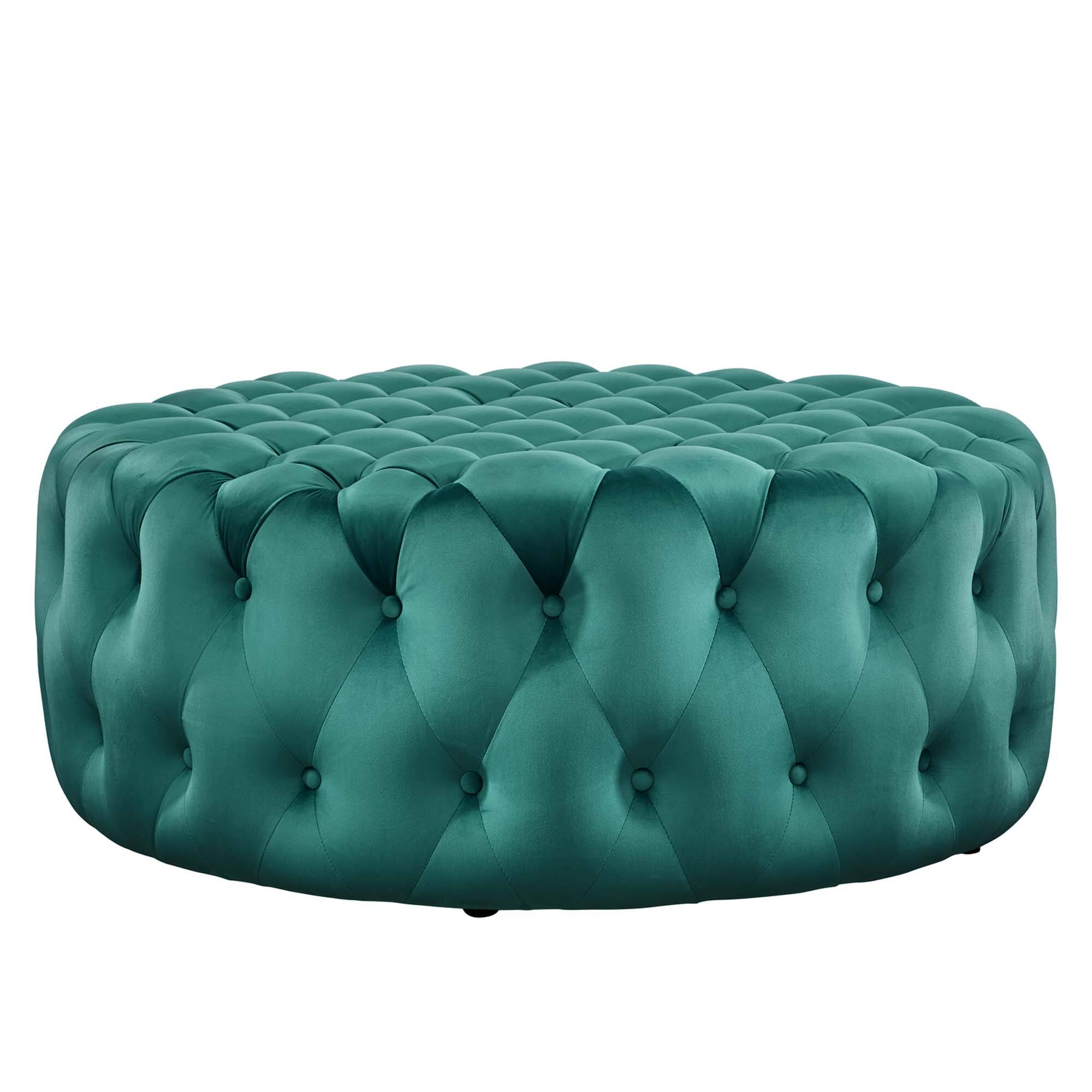 Alt View 1. Modway - Amour Tufted Button Large Round Performance Velvet Ottoman by Modway - EEI-5469-TEA.