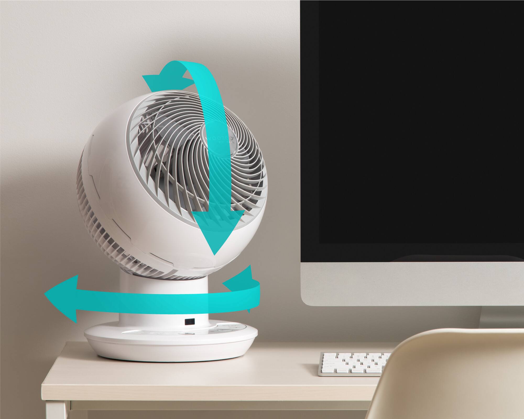 Alt View 4. WOOZOO - Compact Globe Oscillating Fan w/ Remote - 5 Speed - White.