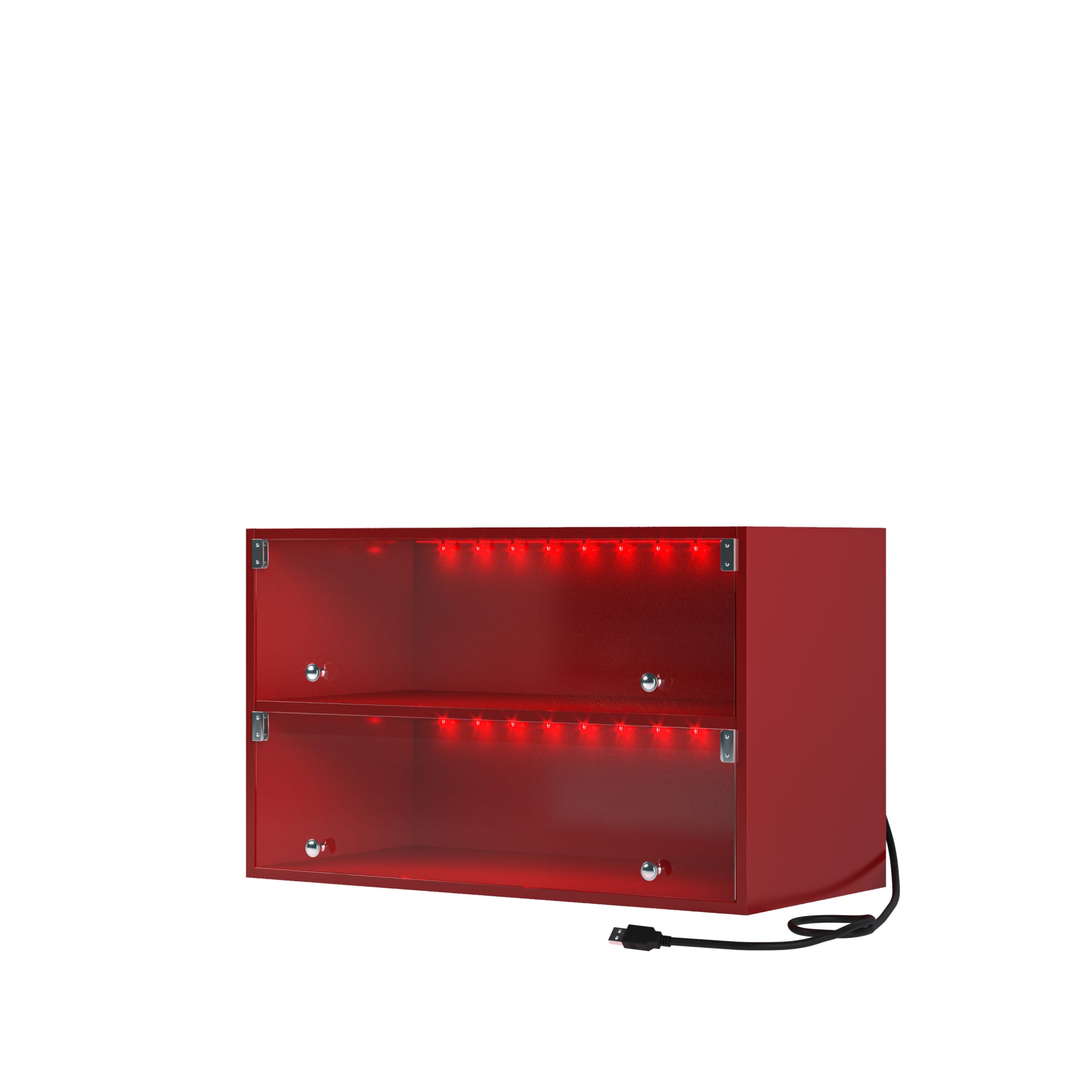 GOODSILO - Modern Glass Door Shoe Storage Cabinet with LED Lighting for Sneaker Display and Protection - Red