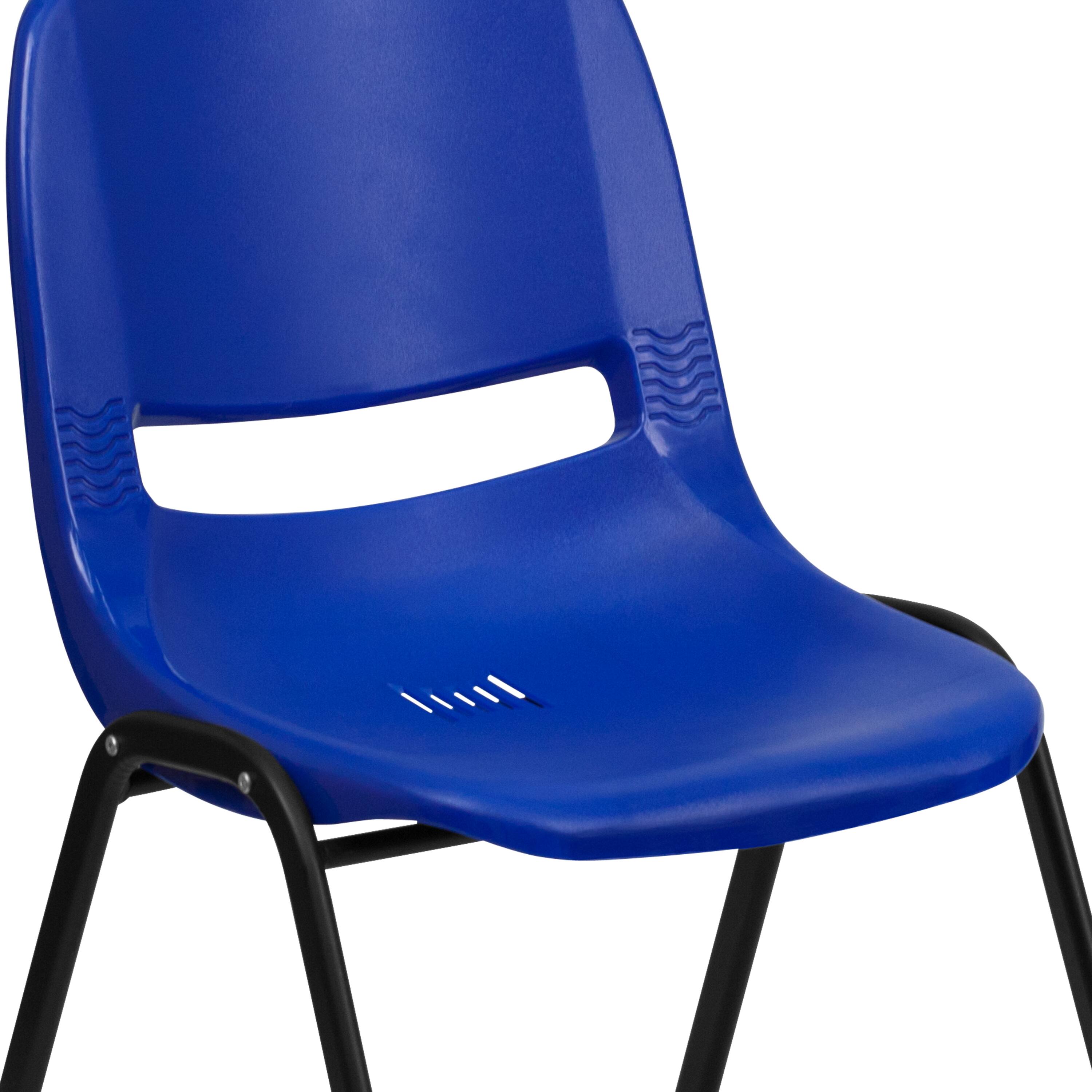 Alt View 10. Emma + Oliver - Ergonomic Shell Stack Chair - 16" Seat Daycare Home School - Navy Plastic/Black Frame.