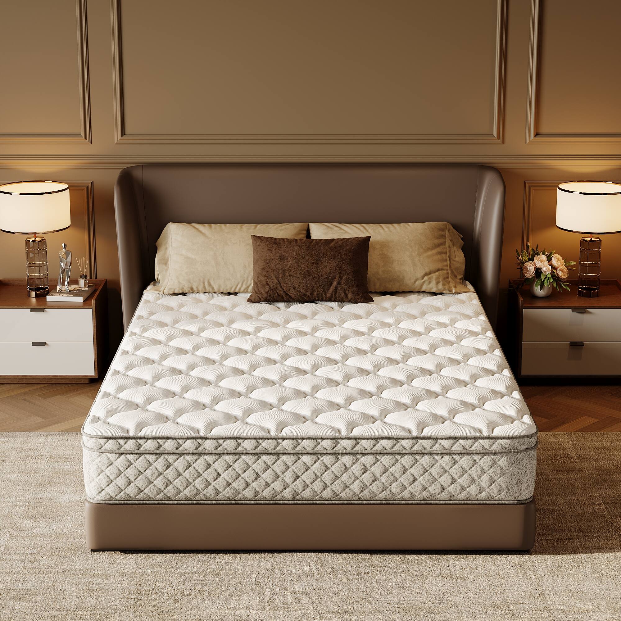 Alt View 5. GOODSILO - 12 Inch Hybrid Queen Mattress with Memory Foam and Pocket Springs, Comfortable Sleep - Grey+White.