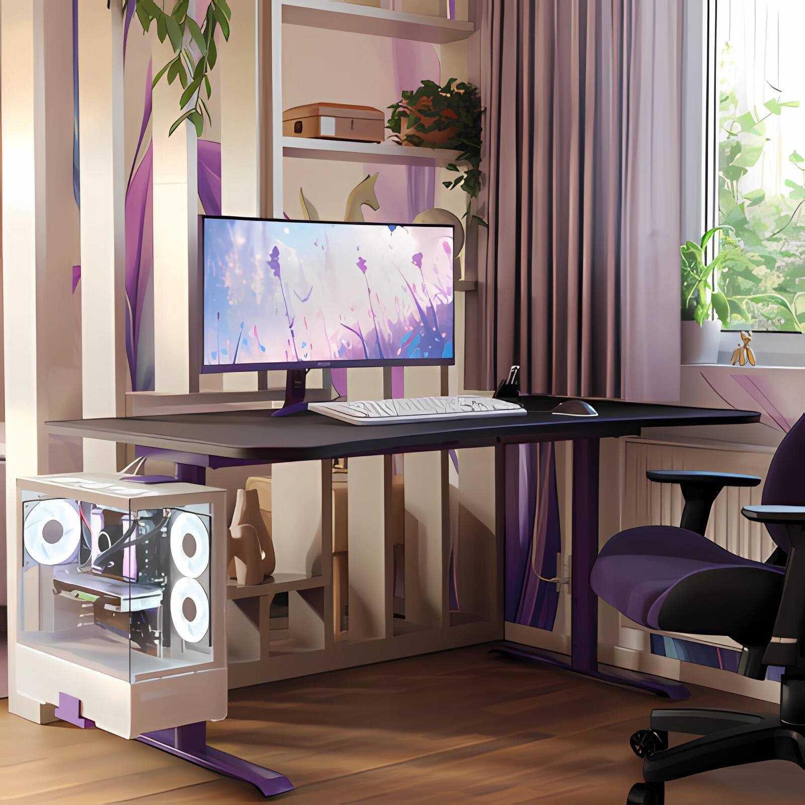 Alt View 1. Arozzi - Arozzi – Nova 34" Curved VA UWQHD 165Hz Gaming Monitor – Purple - Purple.