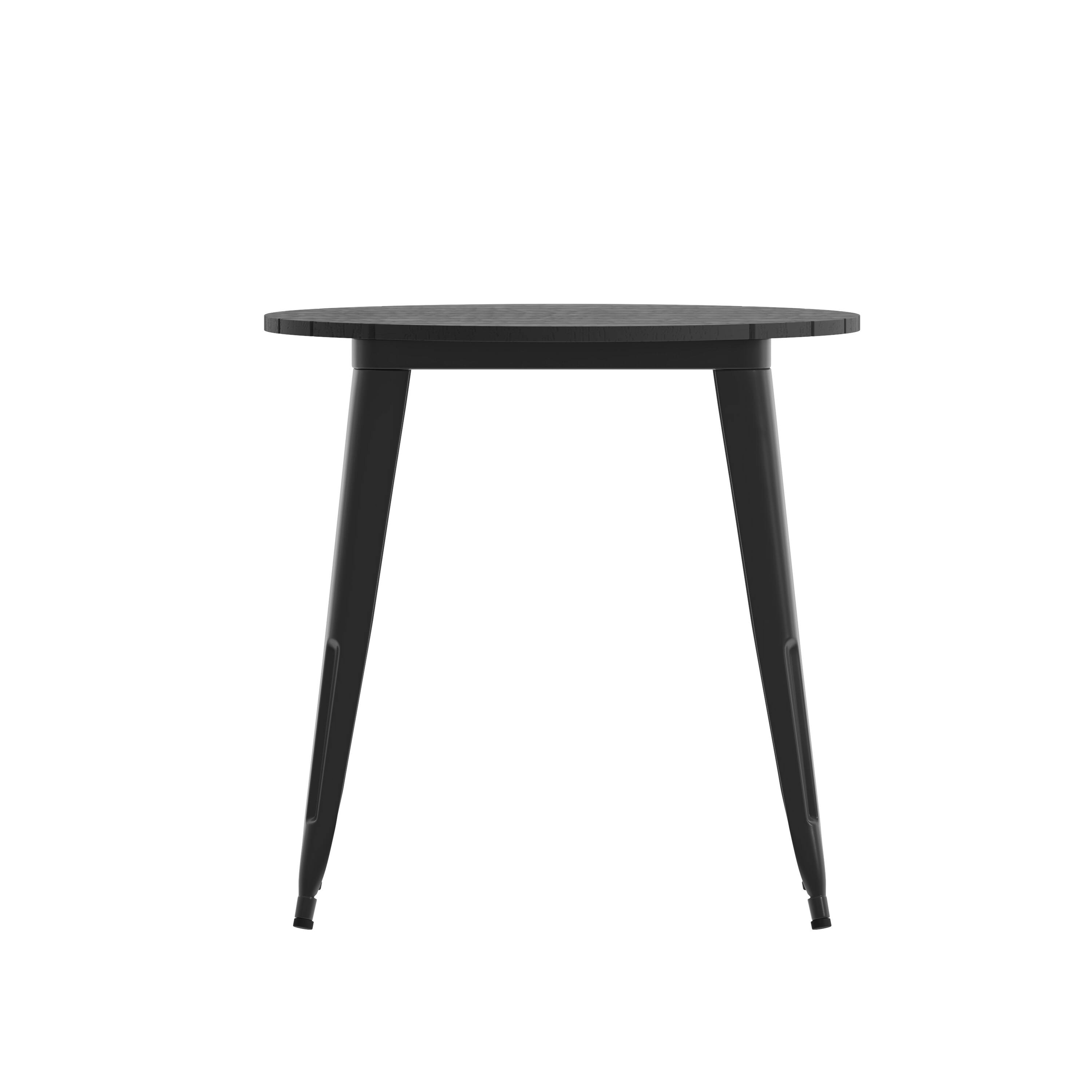 Angle. Flash Furniture - Declan Commercial Grade Indoor/Outdoor Dining Table, 30" Round All Weather Black Poly Resin Top with Black Steel Base - Black.