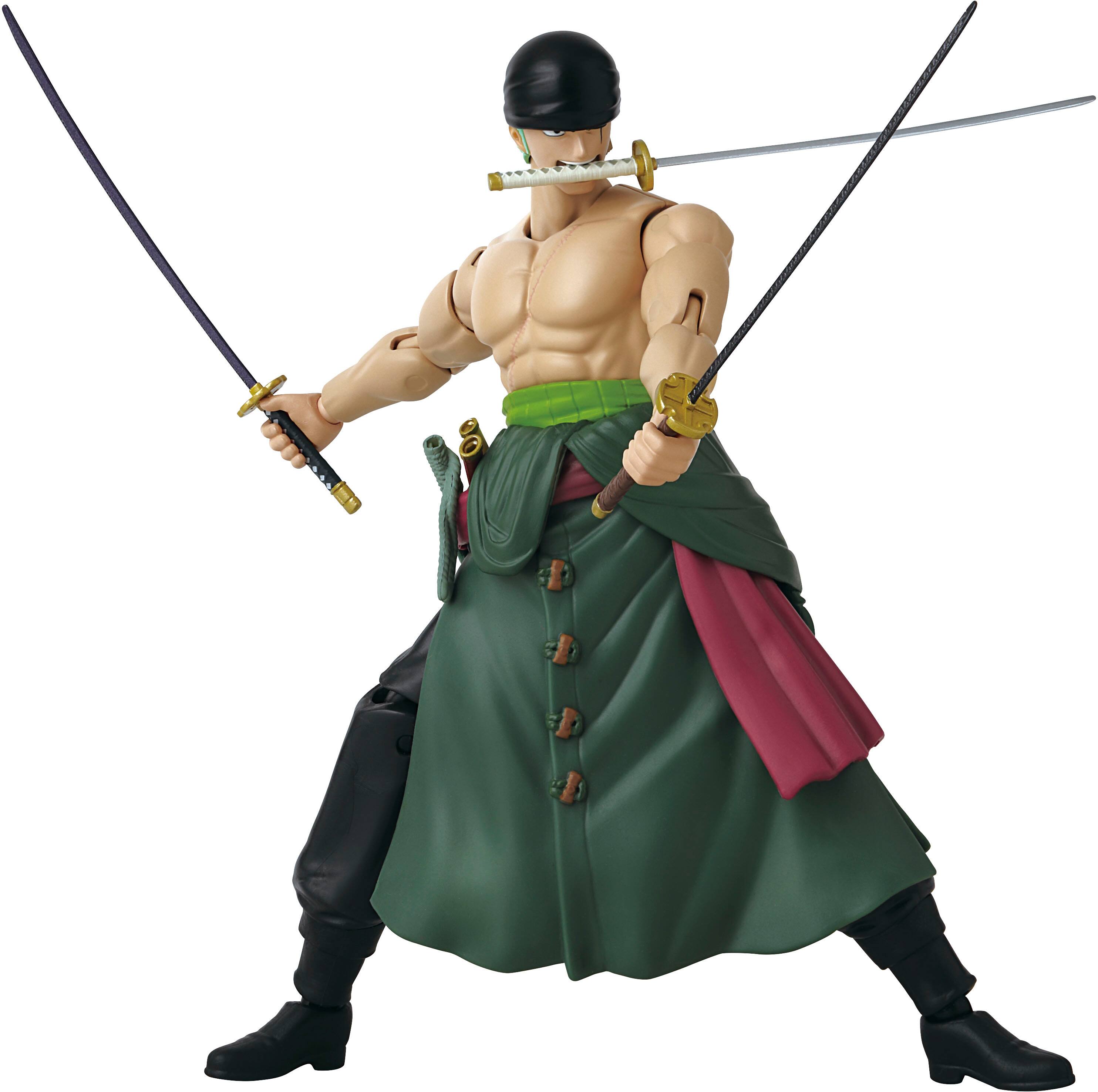 Angle. Bandai - Roronoa Zoro Three Sword Style - One Piece - Anime Heroes 6.5" Figure.
