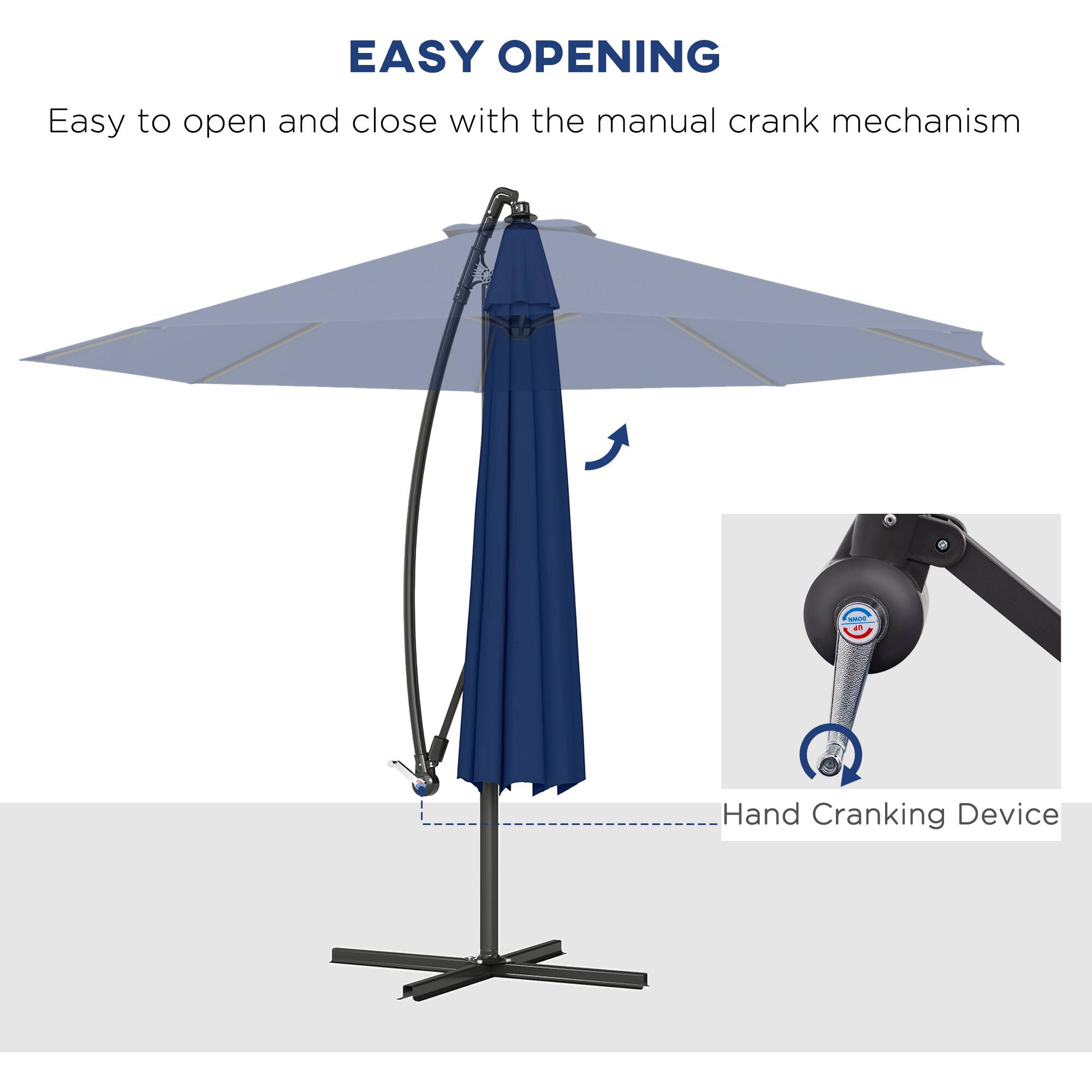 EASY OPENING
Easy to open and close with the manual crank mechanism
Hand Cranking Device