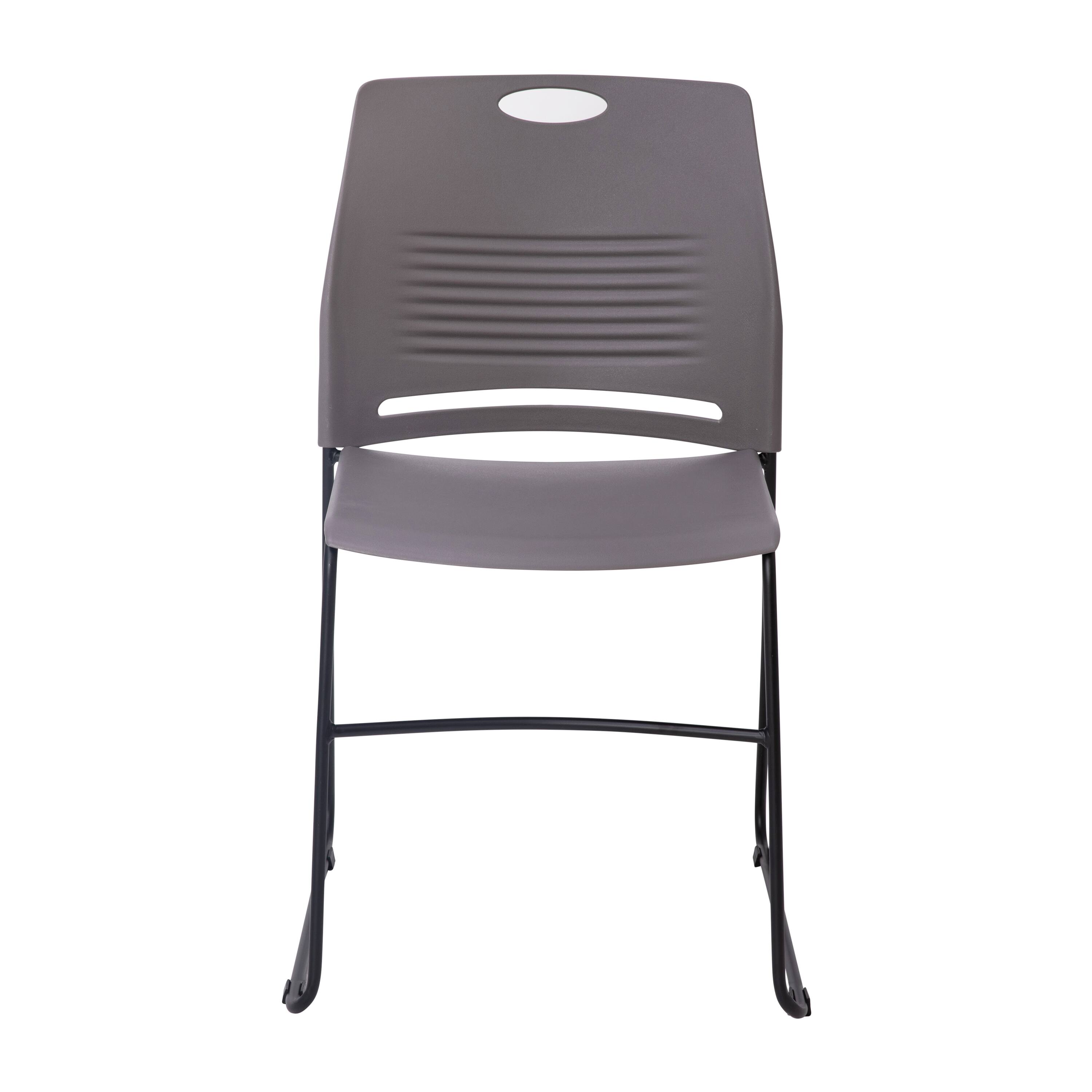 Alt View 10. Emma + Oliver - Heavy Duty 660 lb. Capacity Plastic Stack Chair with Steel Sled Base Frame - Gray.