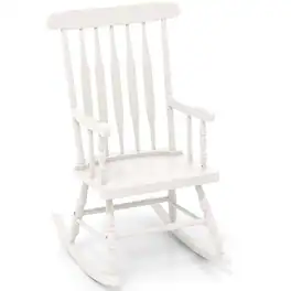 Gymax - Wooden Rocking Chair Single Rocker Indoor Garden Patio Yard - White