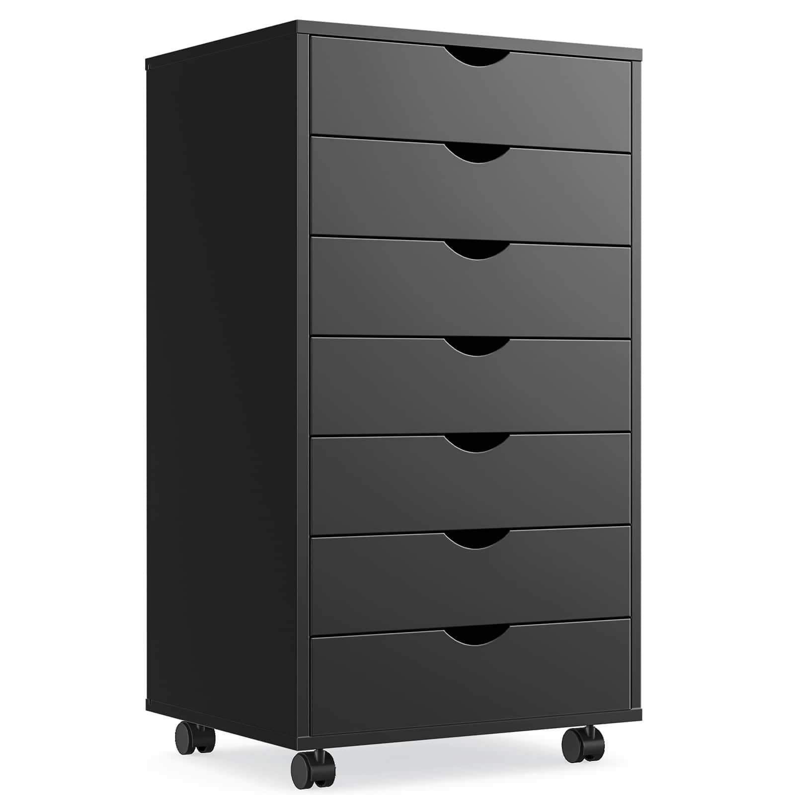 Front. Bestier - Storage Cabinet 7 Drawers 18.7 in.W Dressers with Wheels Mobile Organizer Drawers for Office, Bedroom, Home - Black.