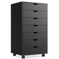 Bestier - Storage Cabinet 7 Drawers 18.7 in.W Dressers with Wheels Mobile Organizer Drawers for Office, Bedroom, Home - Black - Front_Zoom