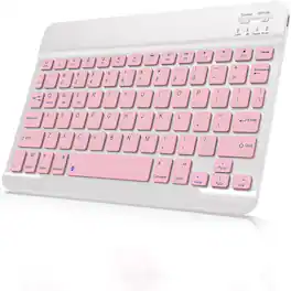 RTMB - Bluetooth Keyboard for iPad 10th Gen, Rechargeable, Ultra-Slim, White - Color: Pink