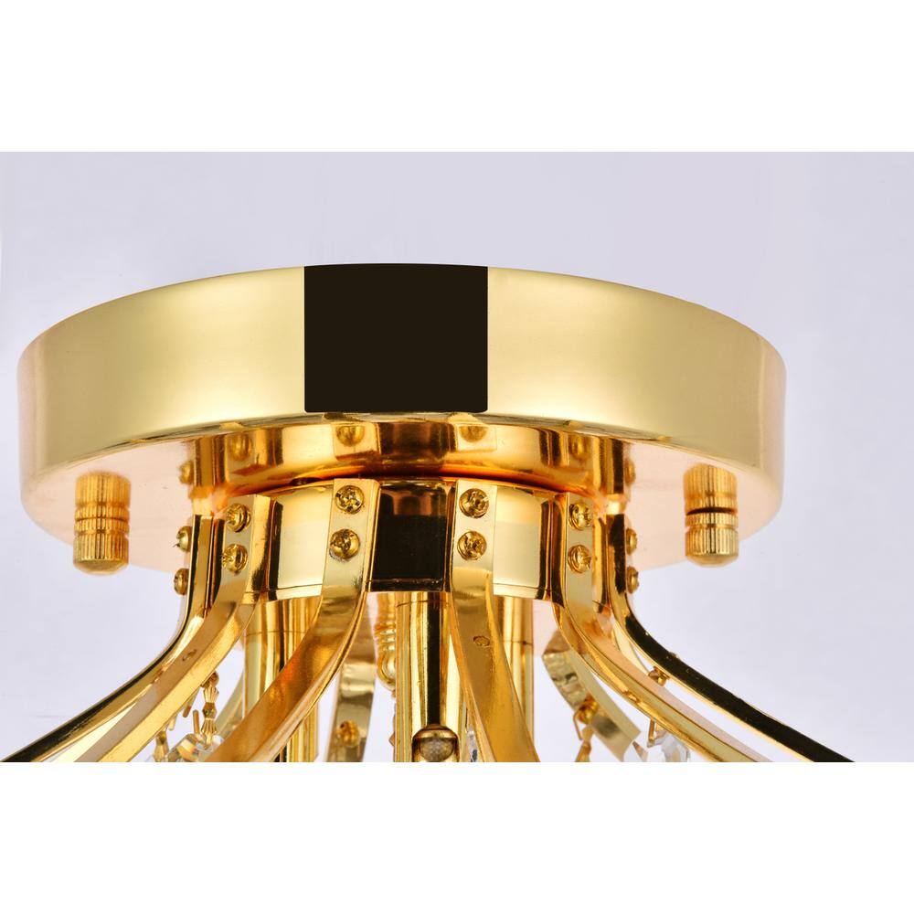 Alt View 3. Elegant Lighting - Toureg 3 light Gold Flush Mount Clear Royal Cut Crystal - Gold.