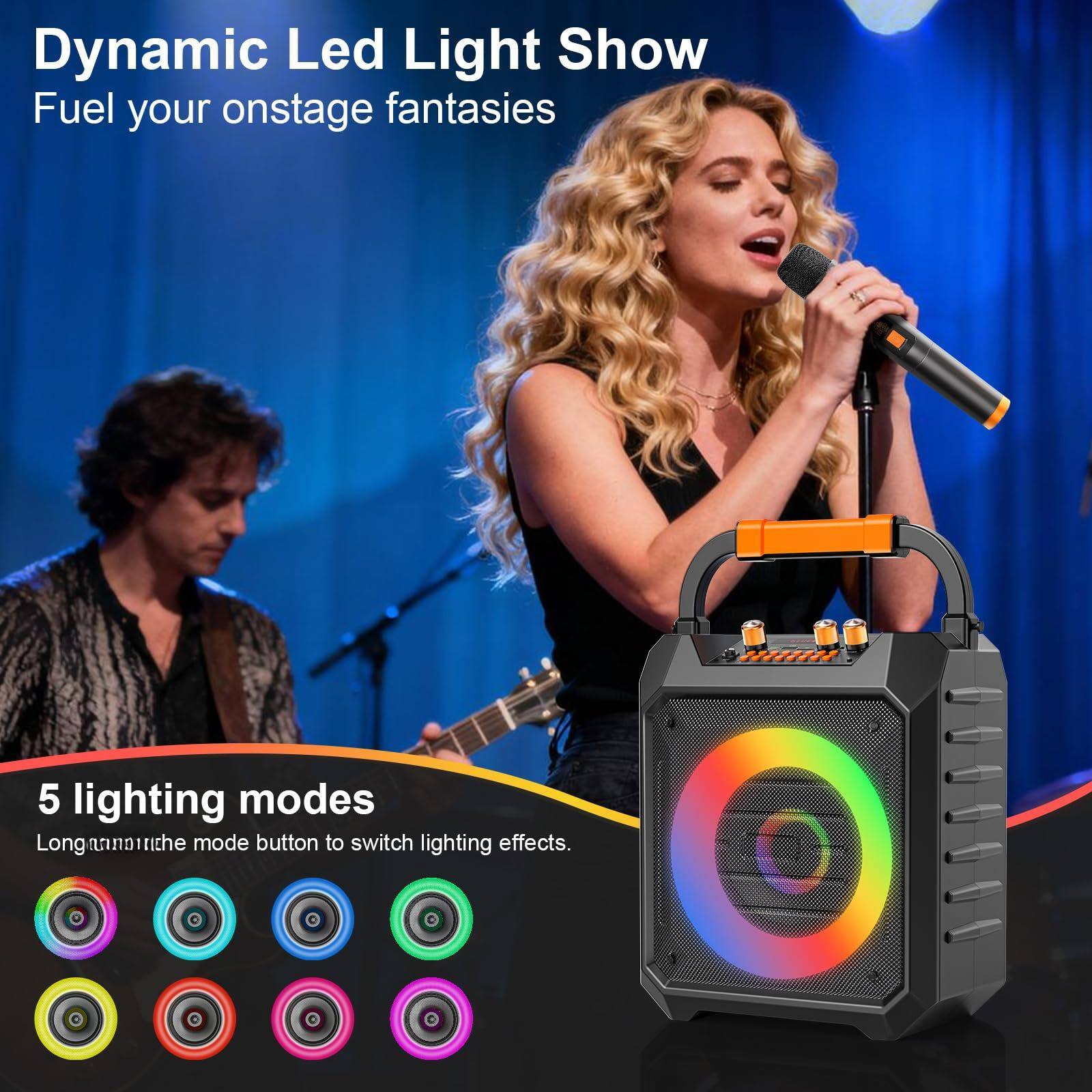 Dynamic Led Light Show  
Fuel your onstage fantasies  

5 lighting modes  
Long-press the mode button to switch lighting effects.
