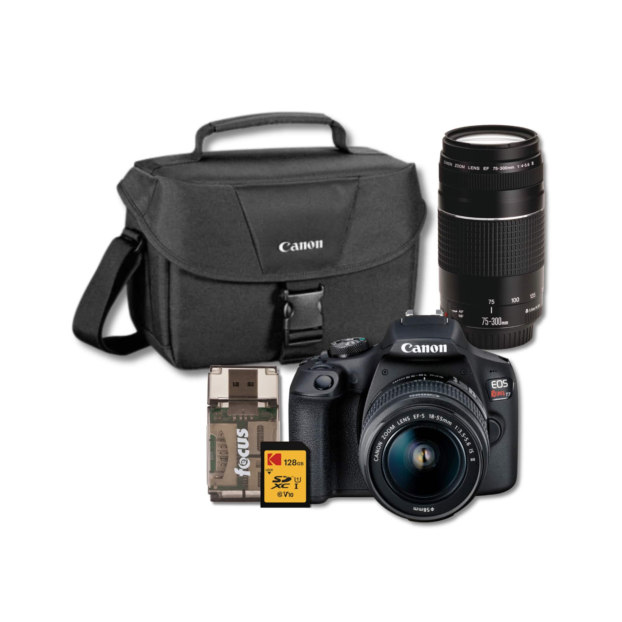 Canon - EOS Rebel T7 DSLR Camera and EF 75-300mm Double Zoom Lens Kit Bundle