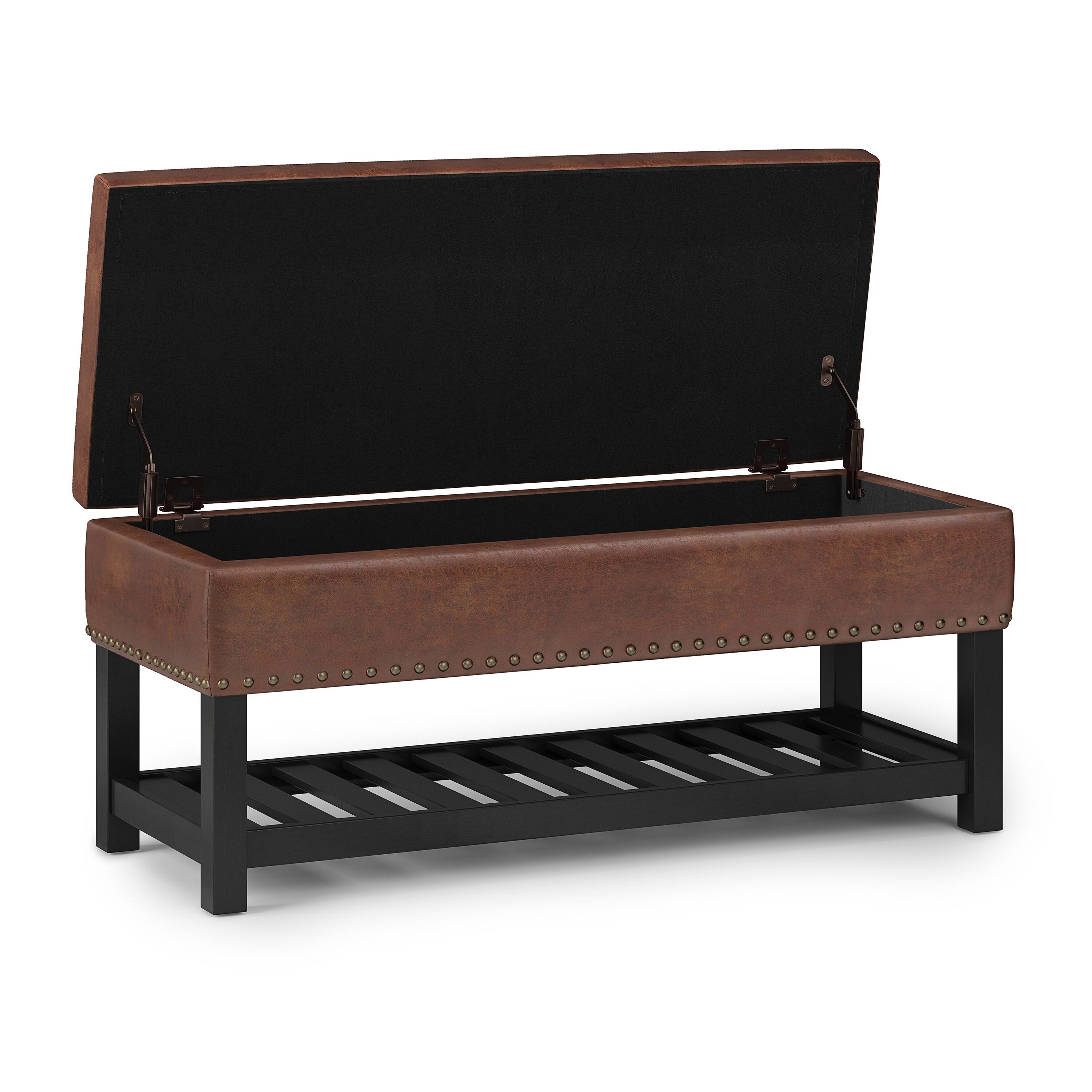 Alt View 16. Simpli Home - Lomond Storage Ottoman Bench - Distressed Saddle Brown.