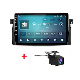 Junsun - Backup Camera 4+64G Android15 8Core carplay Car Stereo Radio GPS Navi WIFI RDS DSP SWC BT For BMW 3-series E46 1998-2006 - Black