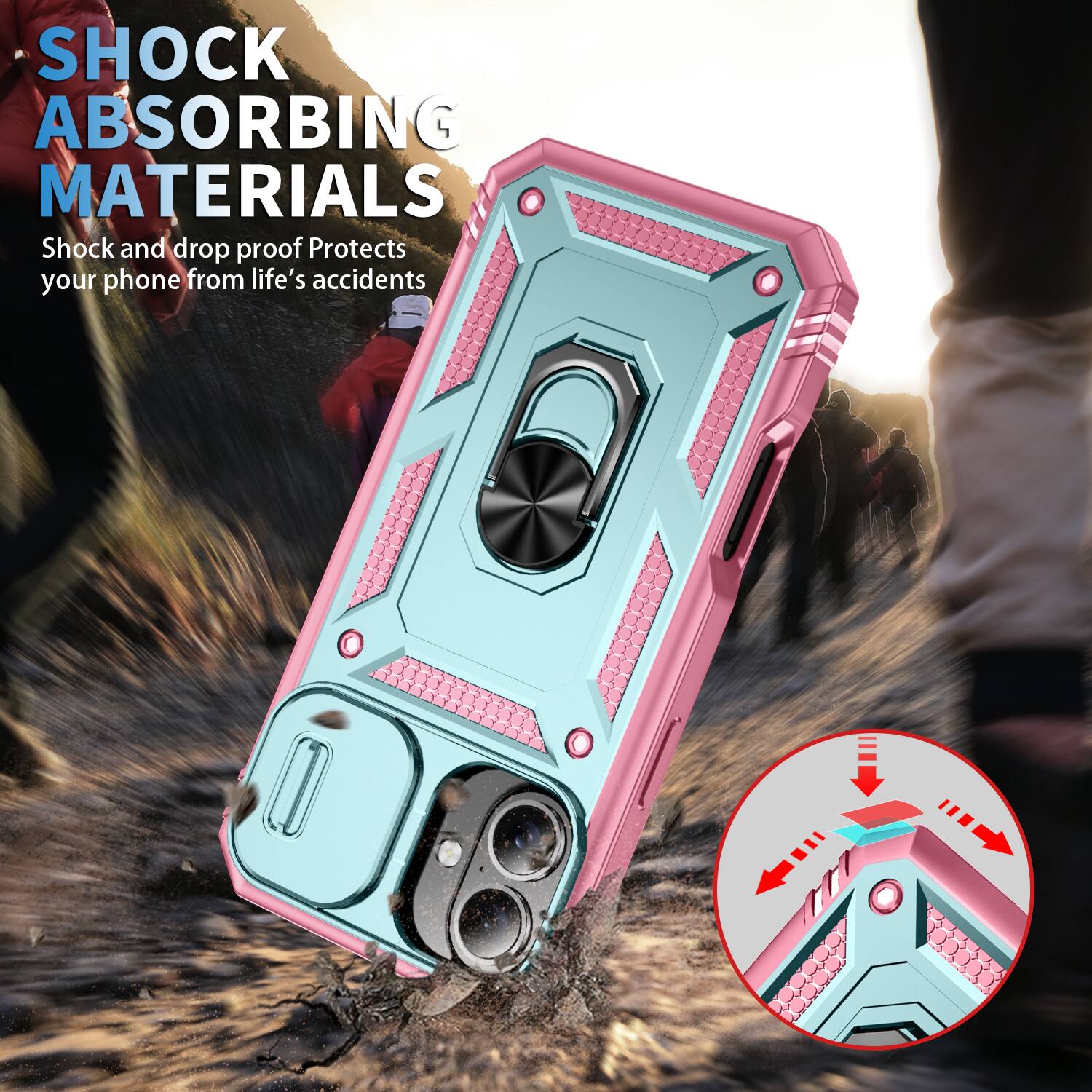 SHOCK ABSORBING MATERIALS  
Shock and drop proof  
Protects your phone from life's accidents