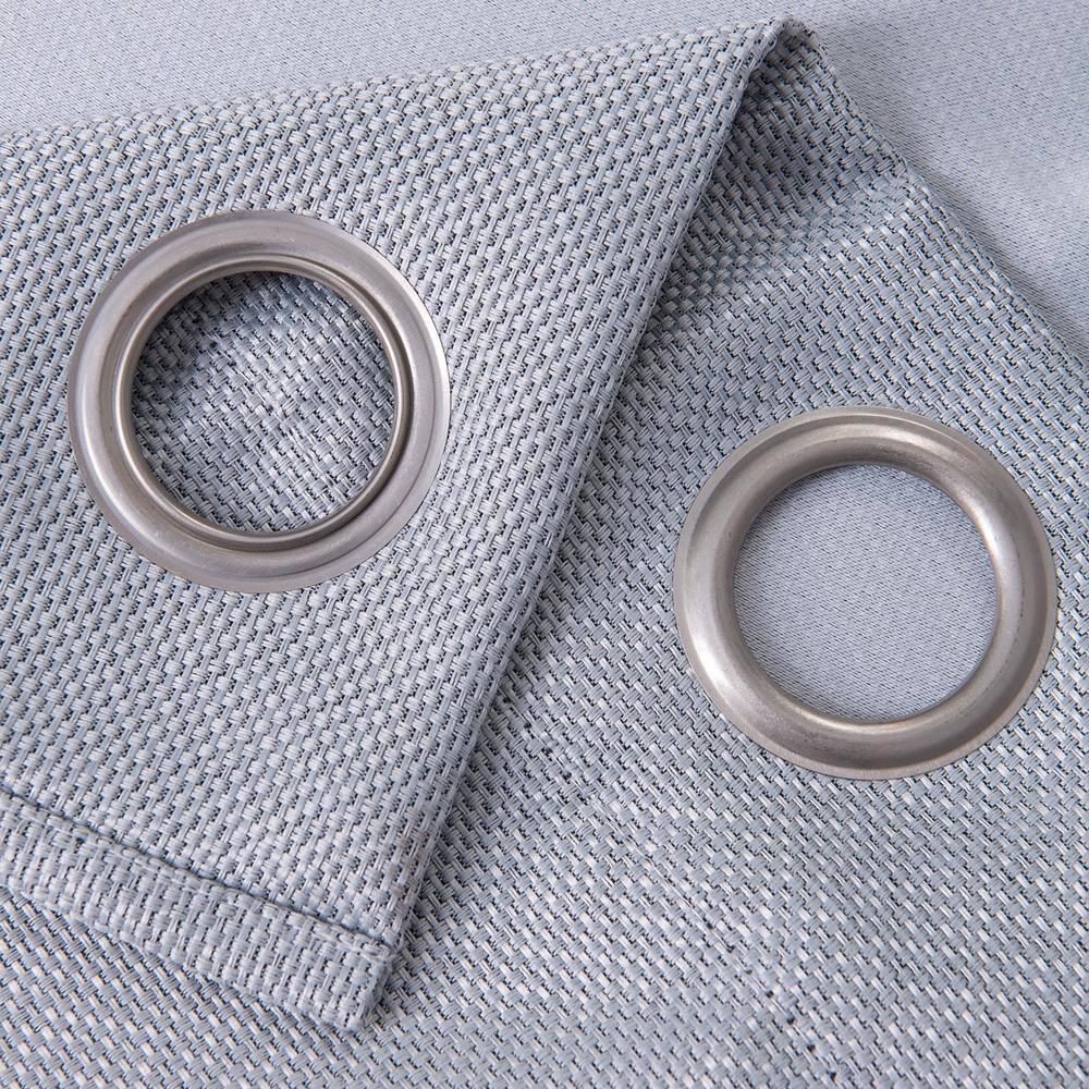 Left. Olivia Gray - Olivia Gray Lucas Jacquard Silver Blackout Grommet Curtain Panel - Silver.