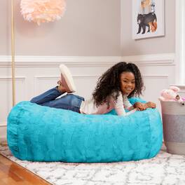 Jaxx - Sofa Saxx Bean Bag Couch - 4 Foot - Faux Fur, Maui Turquoise - Faux Fur - Maui Turquoise