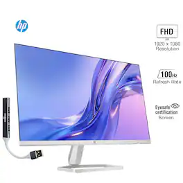 HP - Series 5 524sw 24" FHD IPS Monitor, Flicker Free, Anti-Glare, VGA, HDMI & DKZ Hub, (94C21AA#ABA) - White/Silver