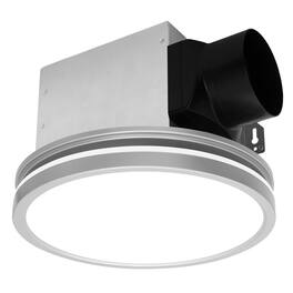 Akicon - Bathroom Exhaust Fan with Light, Dimmable 3CCT LED Light with Night Light, 80 CFM, 2 Sones, Round - Silver