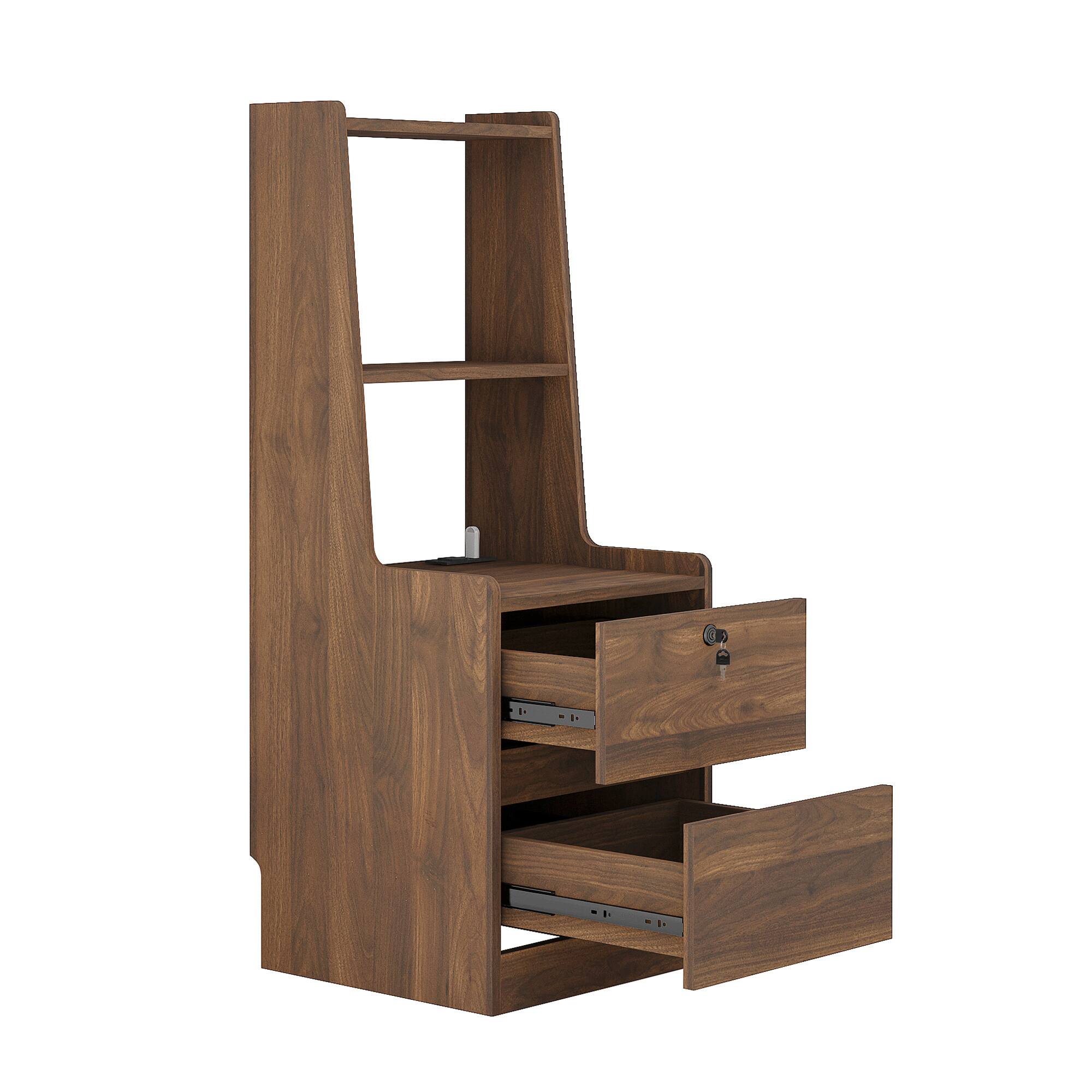 Alt View 9. Tiramisubest - Modern Smart Nightstand with Charging Station,Night Light&Bookshelf,Bedside Table with Storage Cabinet for Bedroom,Wood - Wood.