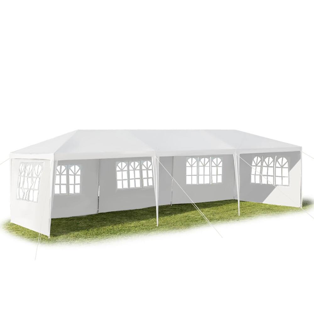 Angle. Kadyn - 10 x 30 ft White Event Outdoor Canopies, Removable Sidewalls.