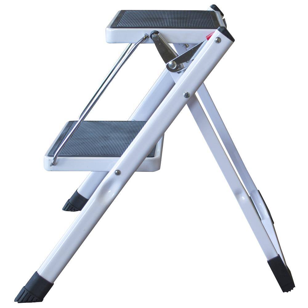 Angle. AmeriHome - Two Step Mini Step Ladder - White Black.