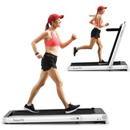Gymax - 2 in 1 Folding Treadmill 4.75HP Running Machine w/ APP & Remote Control - White