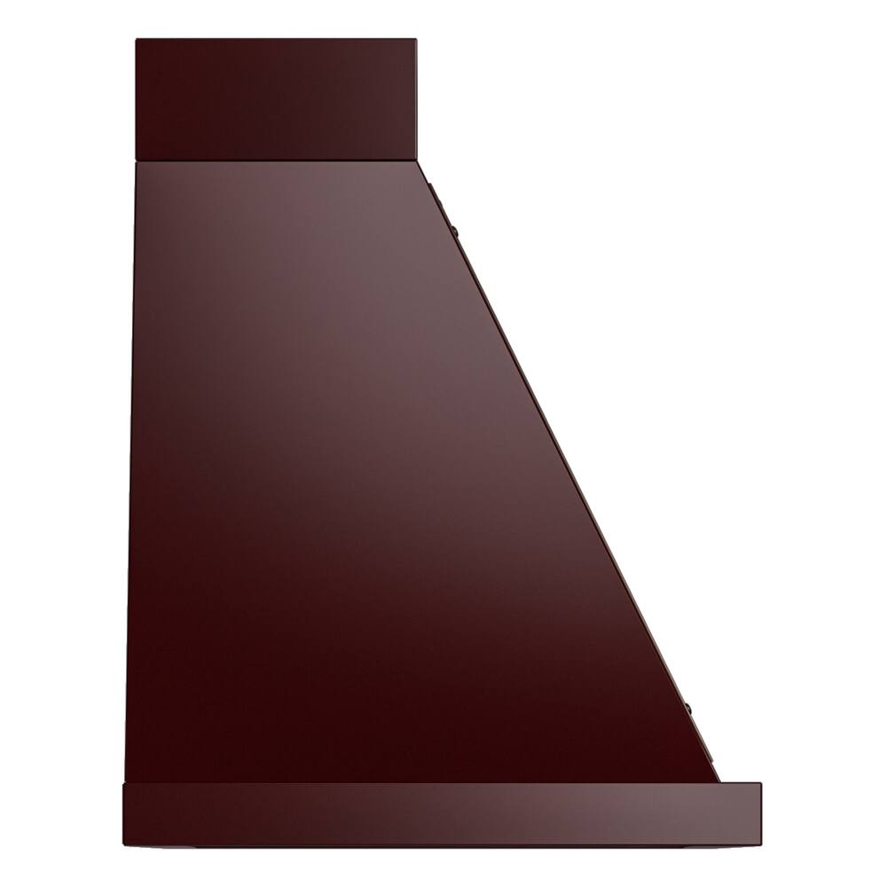 Alt View 3. ILVE - ILVE Nostalgie II Noblesse 30 inch Ducted Wall Mount Range Hood with 600 CFM (Burgundy, Burnished Trim) - Burgundy.
