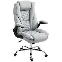 Loheer - Executive Office Chair Velvet Desk Chair with Flip-up Armrest Diamond Fabric Computer Chair for Home Office - Gray