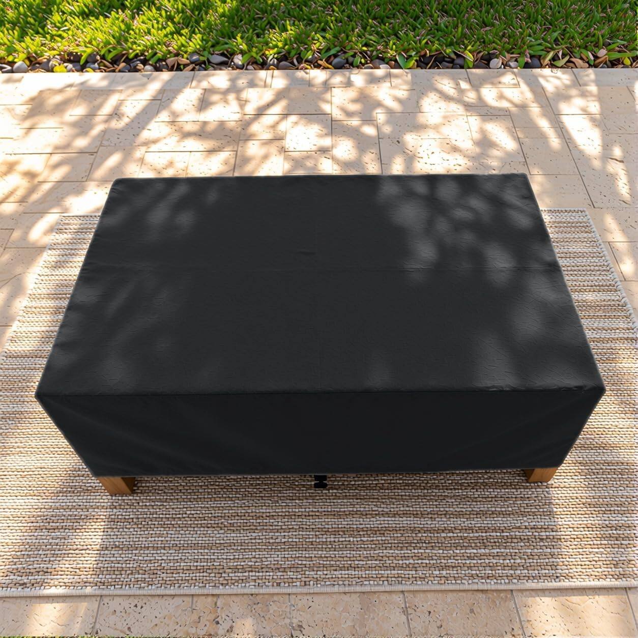 Back. KHOMO GEAR - Outdoor Coffee Table Cover - Heavy Duty, Water Resistant Rectangular Patio Coffee Table Cover - 40"L x 30"W x 17"H - Black.
