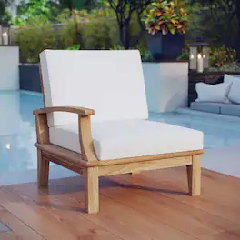 Marina Outdoor Patio Teak Left-Facing Sofa by Modway - Natural White