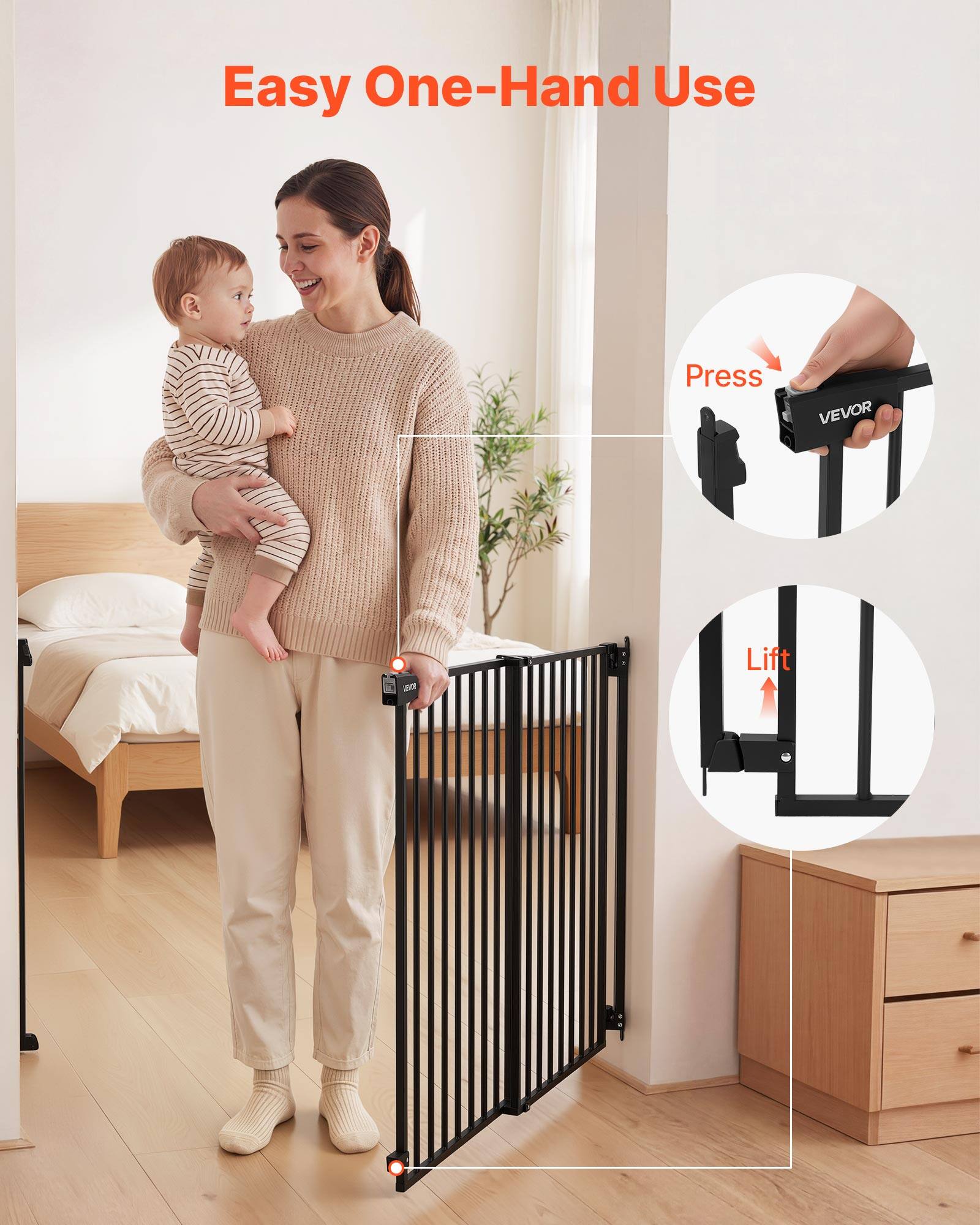 Easy One-Hand Use

Press

Lift