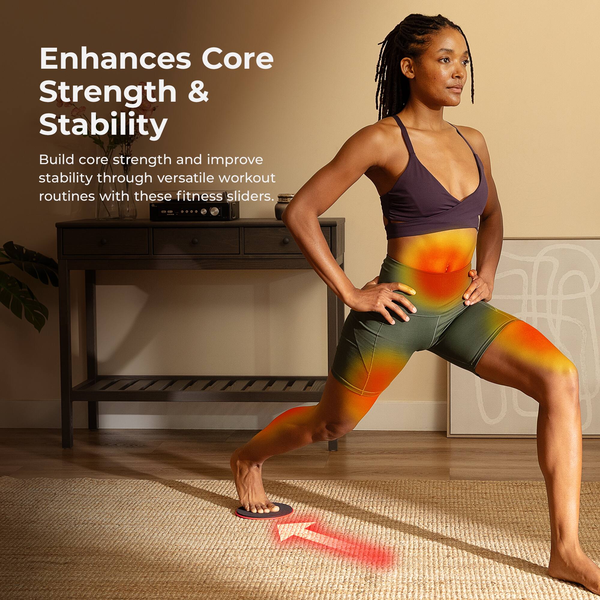 Enhances Core Strength & Stability

Build core strength and improve stability through versatile workout routines with these fitness sliders.