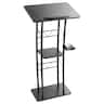 VEVOR - Podium Stand, 47-Inch Metal Lectern, Curved Standing Podium with Wide Reading Surface, Open Storage Compartment - Black