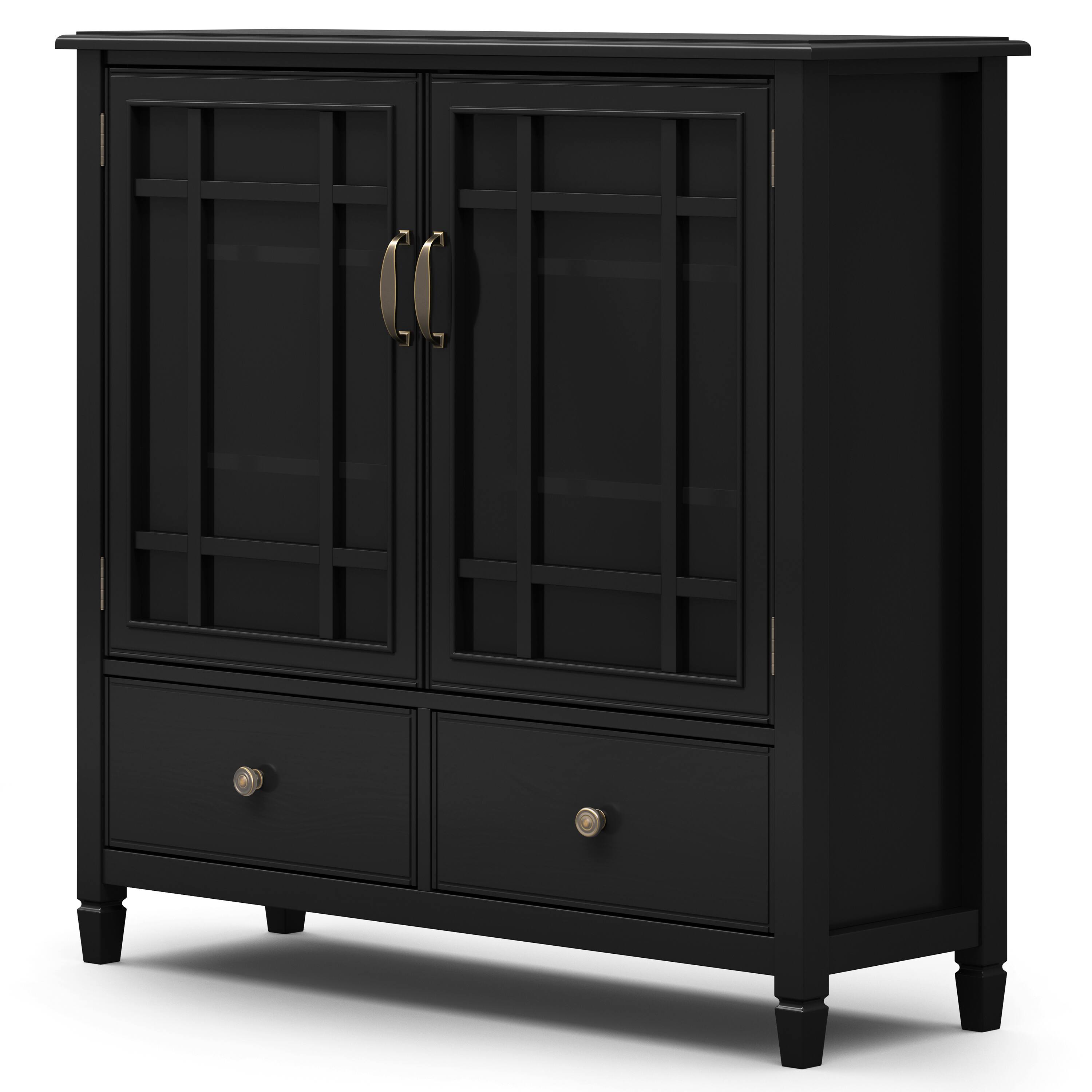 Angle. Simpli Home - Connaught Tall Storage Cabinet - Black.