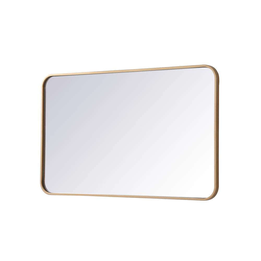 Back. Elegant Decor - Soft corner metal rectangular mirror 22x36 inch in Brass - Brass.