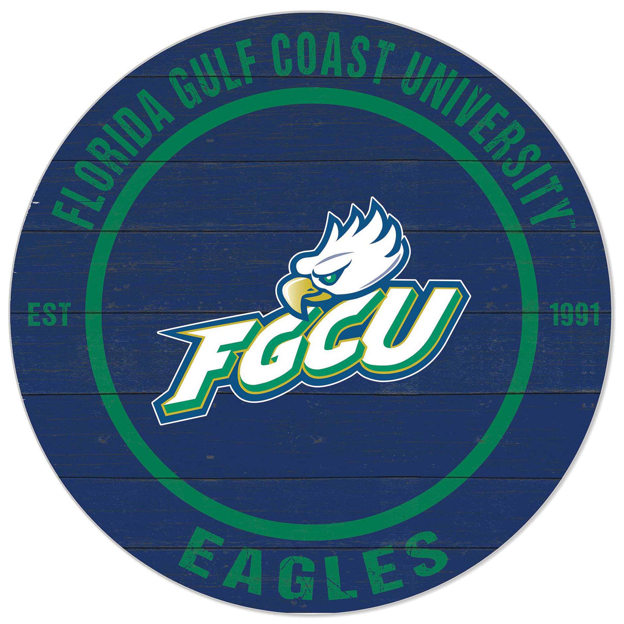Blue Florida Gulf Coast Eagles 20'' x 20'' Indoor/Outdoor Circle Sign