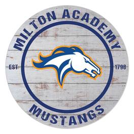 Jardine - Milton Academy Mustangs 20'' x 20'' Indoor/Outdoor Weathered Circle Sign - White