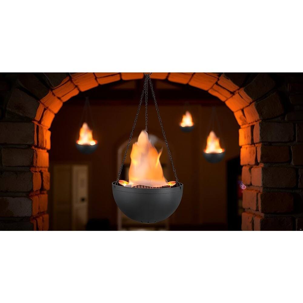 Angle. MOSZAR LLC - Aspen Creative Hanging Fire Flame Light, Black, for Halloween & Party Decor.