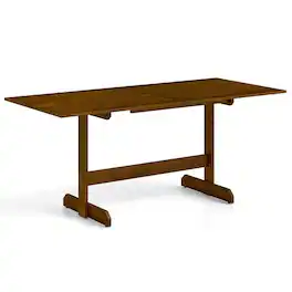 Resenkos - 71" Farmhouse Dining Table for 8 with Solid Wood Legs, Walnut - Brown