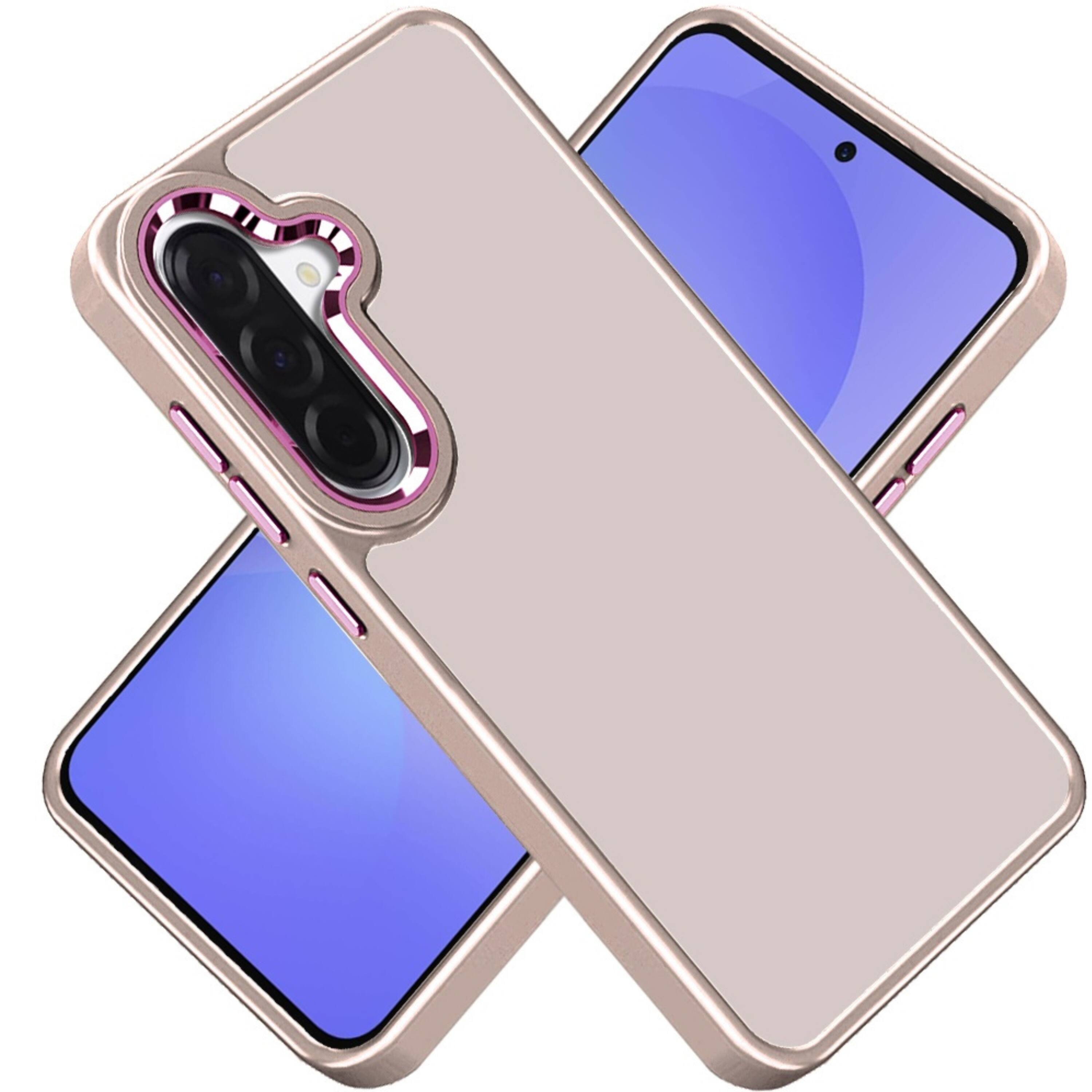 Left. Kitcheniva - Smooth Thick Acrylic Phone Case With Tempered Glass For Samsung Galaxy A37 5G Beige - Biege.