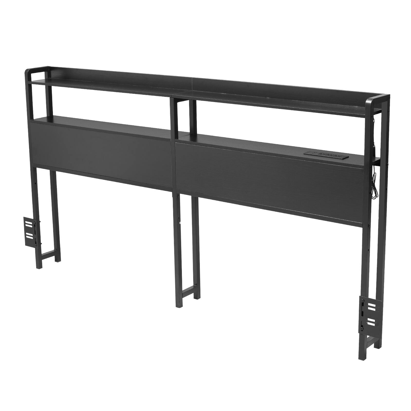 Alt View 5. VEVOR - Headboard for King Size Bed, Adjustable Height Headboard with 2 Shelves Storage, Freestanding Head Board - Black.