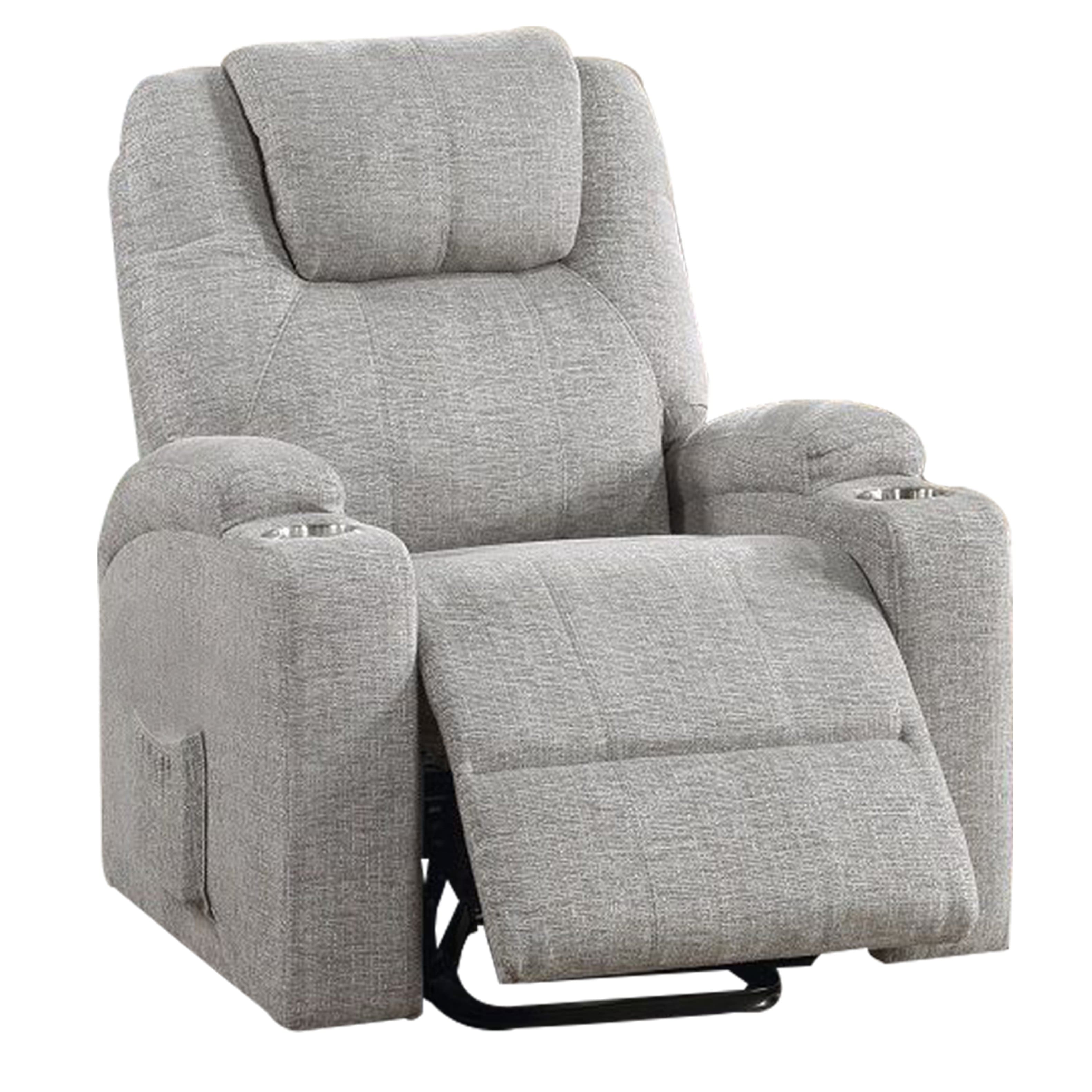 Manhattan Lane - Evans 37 Inch Recliner Chair, Power Lift, Cupholders, Chenille - Gray