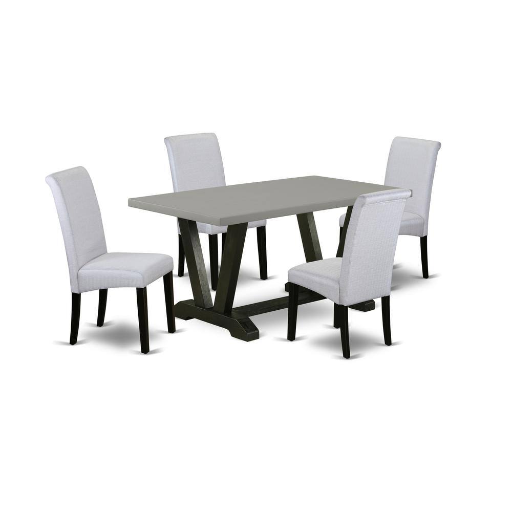 Left. East West Furniture - East West Furniture V696BA105-5 5-Pc Dinette Room Set - 4 Parson Dining Room Chairs and 1 Modern Rectangular Cement - Multi-Color.