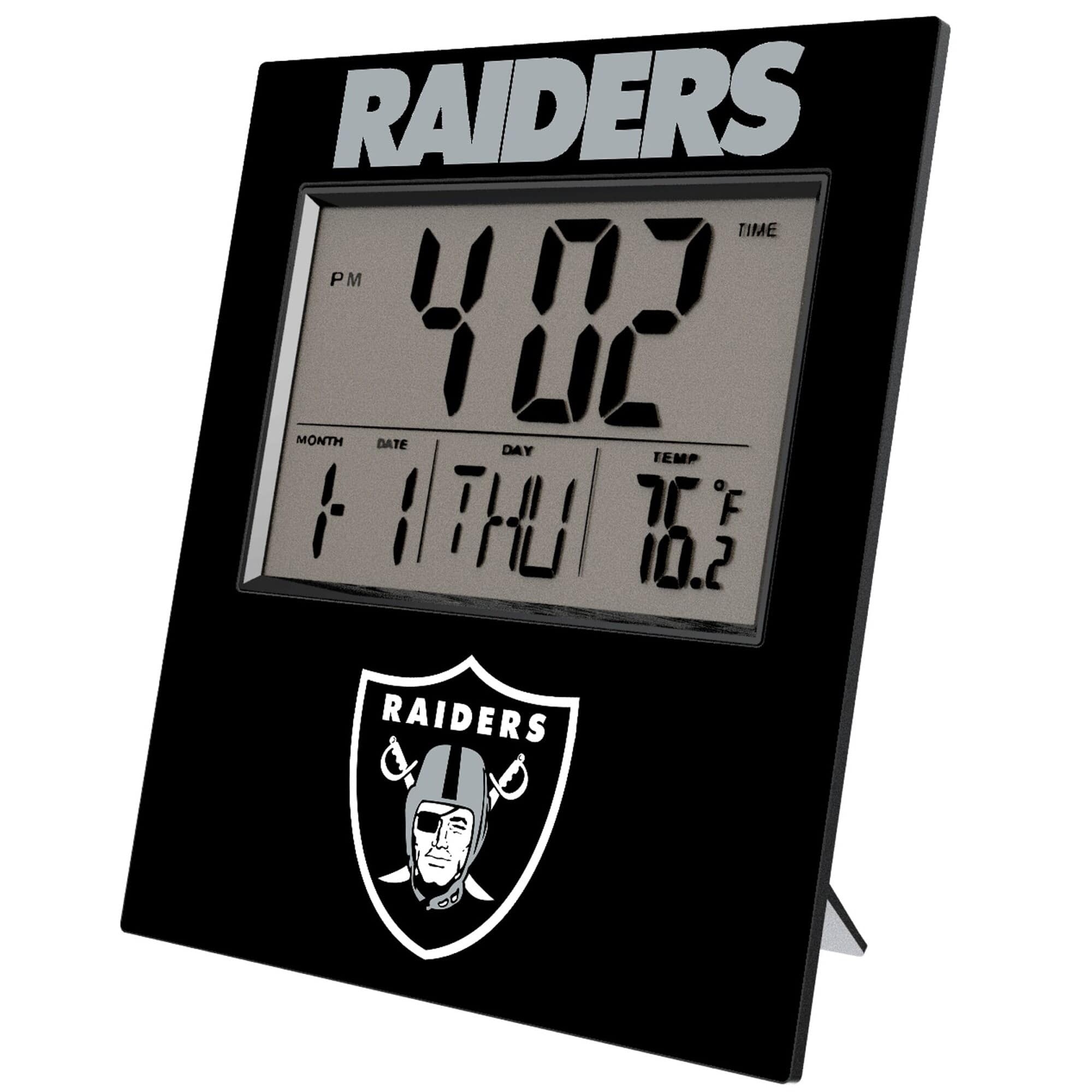 RAIDERS

TIME
4:02 PM

MONTH DATE DAY TEMP
1 11 THU 76°F 10.2

RAIDERS