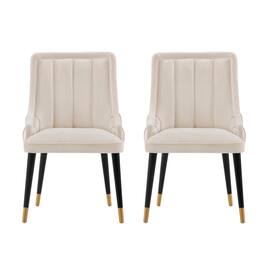 Manhattan Comfort - Eda Modern Wood Upholstered Dining Chair - Set of 2 - Cream