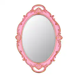 Dapper Styles - Vintage Small Mirror 14.5 X 10 Inch Oval Wall - Pink