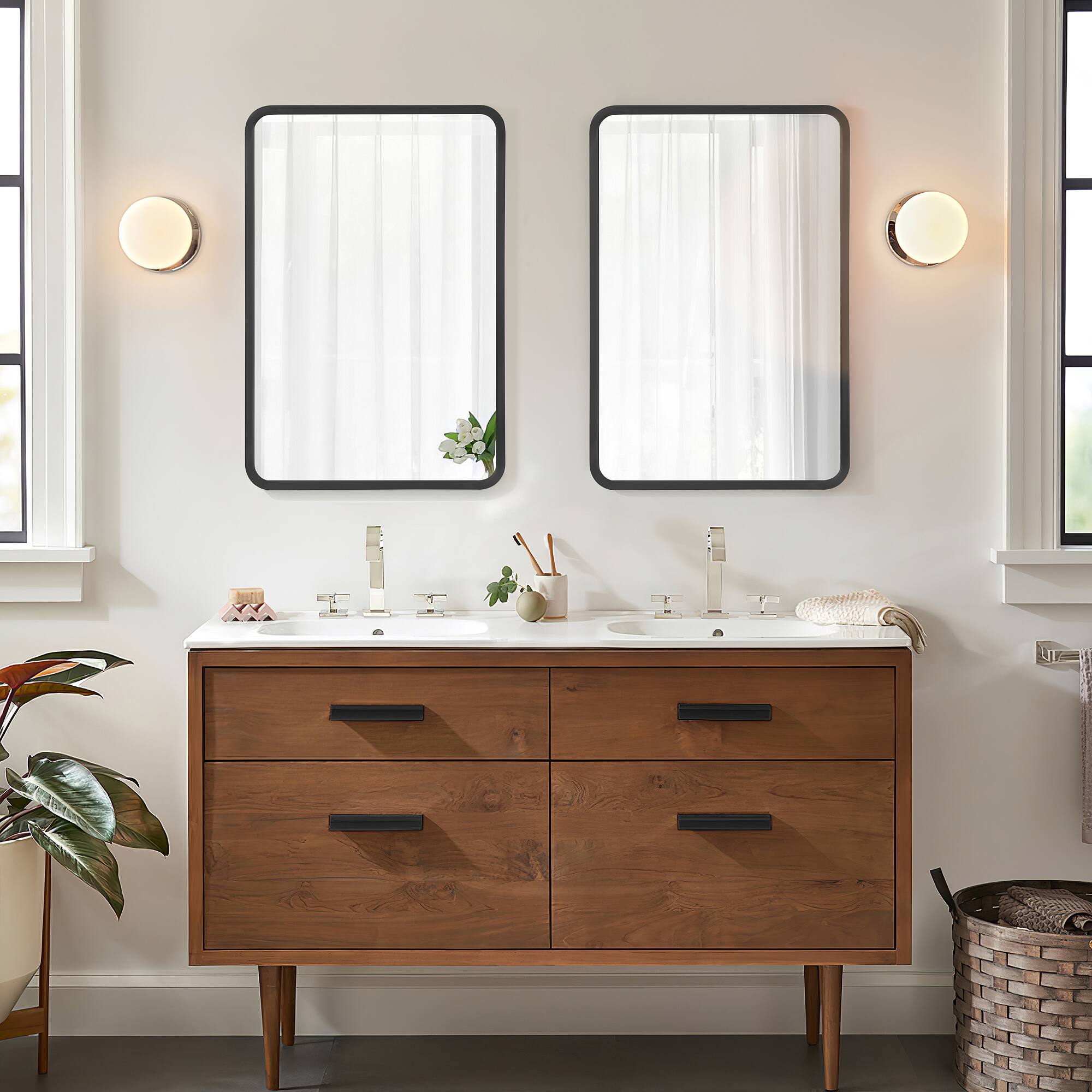 Alt View 1. PexFix - 16" x 24" Rectangular Mirror Medicine Cabinet - Metal Frame, Recessed or Surface Mount for Bathroom Storage - Black.