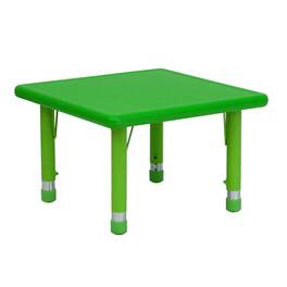 Emma + Oliver - 24" Square Plastic Height Adjustable Activity Table - Green